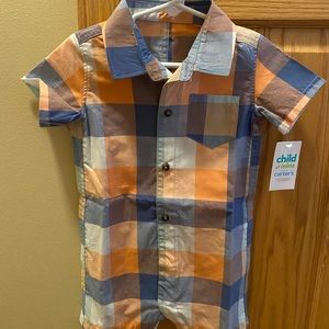 Baby boy 24 month plaid Romper